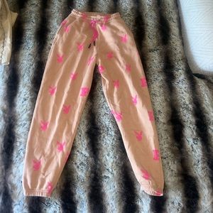 Nude and pink never word playboy sweatpants